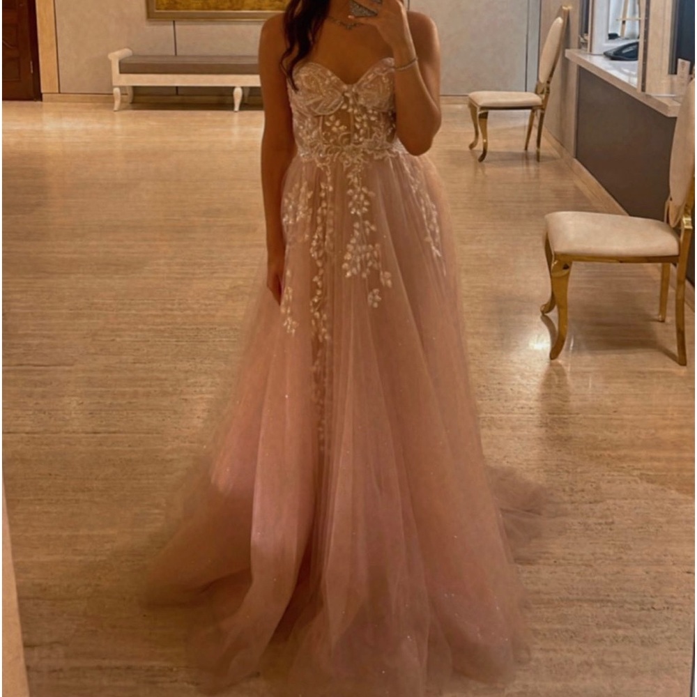 Andrea and Leo - A1029 Strapless Corseted Tulle Gown